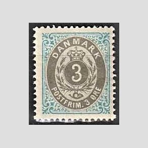 FRIM�RKER DANMARK | 1875 - AFA 22y - 3 �re bl�/gr� - Ubrugt