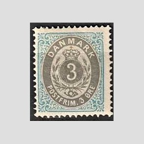 FRIM�RKER DANMARK | 1875 - AFA 22y - 3 �re bl�/gr� - Ubrugt