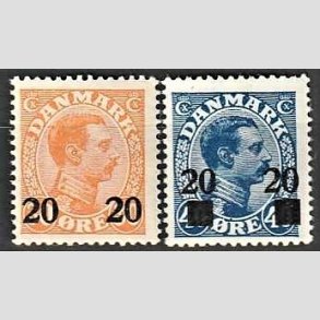 FRIMRKER DANMARK | 1926 - AFA 152,153 - 20 20/30 re orange og 20 20/40 re bl Chr. X provisorier - Postfrisk