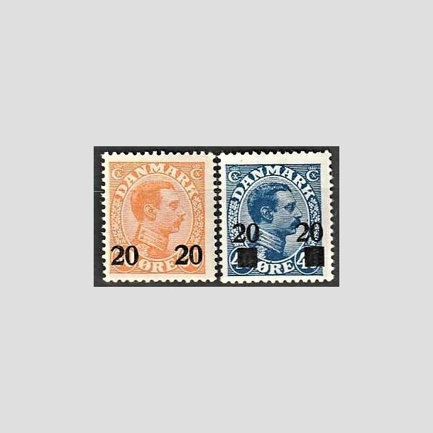 FRIMRKER DANMARK | 1926 - AFA 152,153 - 20 20/30 re orange og 20 20/40 re bl Chr. X provisorier - Postfrisk