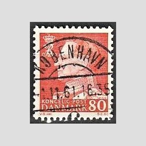 FRIMRKER DANMARK | 1961-62 - AFA 400 - Fr. IX 80 re orangegul - Pragt Stemplet