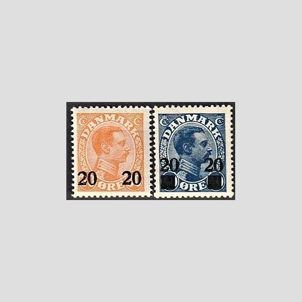 FRIMRKER DANMARK | 1926 - AFA 152,153 - 20 20/30 re orange og 20 20/40 re bl Chr. X provisorier - Postfrisk