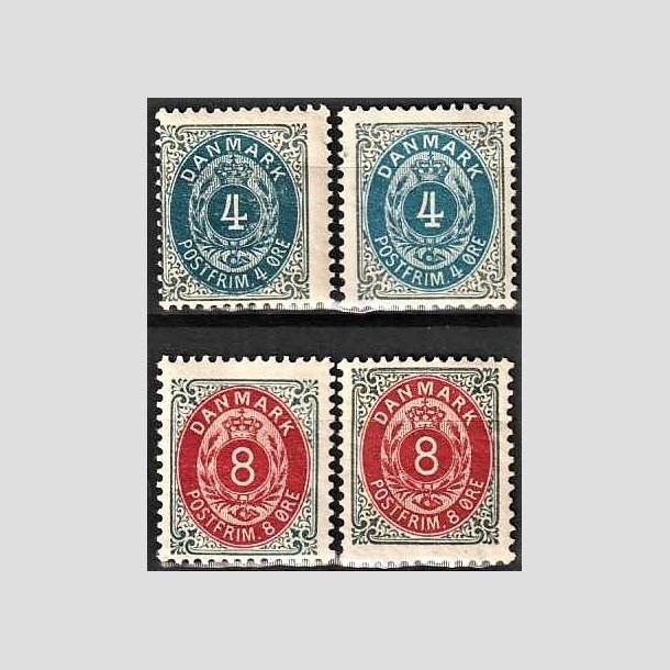 FRIMRKER DANMARK | 1895 - AFA 23B,23By,25B,25By - 4 re gr/bl + 8 re gr/rd - Ubrugt