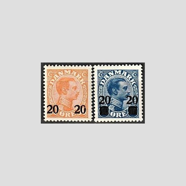 FRIMRKER DANMARK | 1926 - AFA 152,153 - 20 20/30 re orange og 20 20/40 re bl Chr. X provisorier - Postfrisk