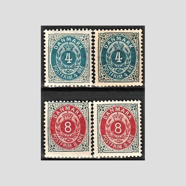 FRIMRKER DANMARK | 1895 - AFA 23B,23By,25B,25By - 4 re gr/bl + 8 re gr/rd - Ubrugt