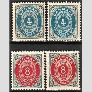 FRIM�RKER DANMARK | 1895 - AFA 23B,23By,25B,25By - 4 �re gr�/bl� + 8 �re gr�/r�d - Ubrugt