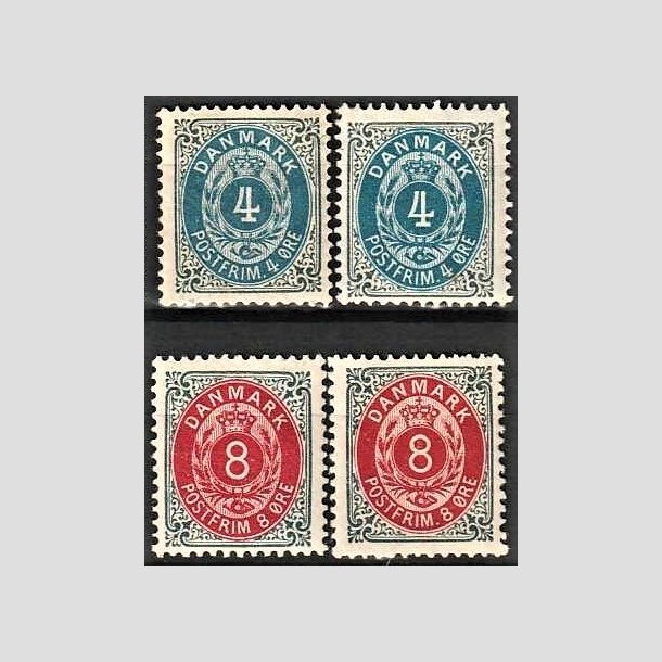 FRIMRKER DANMARK | 1895 - AFA 23B,23By,25B,25By - 4 re gr/bl + 8 re gr/rd - Ubrugt