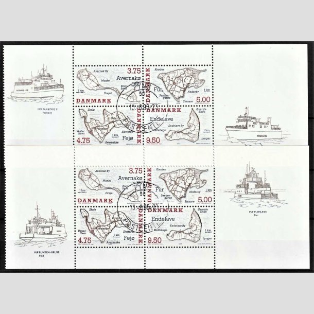 FRIMRKER DANMARK | 1995 - AFA 1090A,1090B - Danske smer med vignet 2 x Miniark - Stemplet