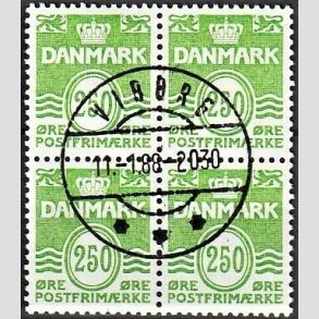 FRIMRKER DANMARK | 1985 - AFA 819 - Blgelinie - 250 re lysgrn i 4-blok - Pragt Stemplet