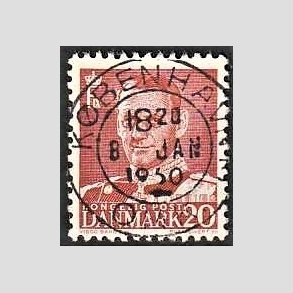 FRIMRKER DANMARK | 1948-50 - AFA 307 - Fr. IX 20 re rd - Pragt Stemplet Kbenhavn