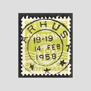 FRIM�RKER DANMARK | 1952-53 - AFA 335 - B�lgelinie 12 �re lysgr�n - Lux Stemplet 