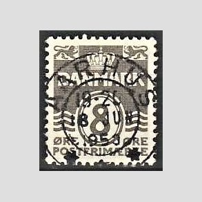 FRIM�RKER DANMARK | 1937-40 - AFA 201a - B�lgelinie 8 �re gr� - Pragt Stemplet