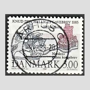 FRIM�RKER DANMARK | 1985 - AFA 835 - Domkirken i Lund - 3,00 Kr. m�rkbl�/lilla - Pragt Stemplet �rhus C