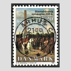 FRIM�RKER DANMARK | 1988 - AFA 910 - Stavnsb�ndets oph�velse 200 �r. - 3,20 Kr. flerfarvet - Lux Stemplet