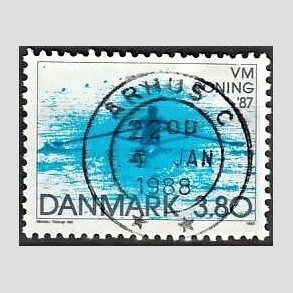 FRIM�RKER DANMARK | 1987 - AFA 887 - WM i roning - 3,80 Kr. bl� - Pragt Stemplet �rhus C