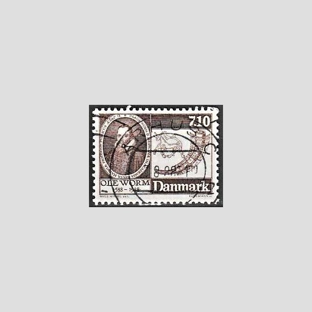 FRIMRKER DANMARK | 1988 - AFA 905 - Naturforskeren Ole Worm  - 7,10 Kr. brun - Lux Stemplet