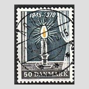 FRIM�RKER DANMARK | 1970 - AFA 496 - Danmark bes�ttelses oph�r 25 �r - 50 �re brun/gul/gr� - Pragt Stemplet �rhus V