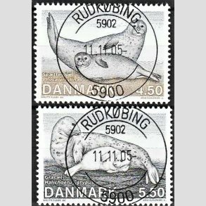 FRIM�RKER DANMARK | 2005 - AFA 1451,1452 - S�ler i Danmark - 4,50 + 5,50 Kr. - Pragt Stemplet