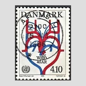 FRIM�RKER DANMARK | 1988 - AFA 909 - WHO 40 �r - 4,10 Kr. flerfarvet - Lux Stemplet
