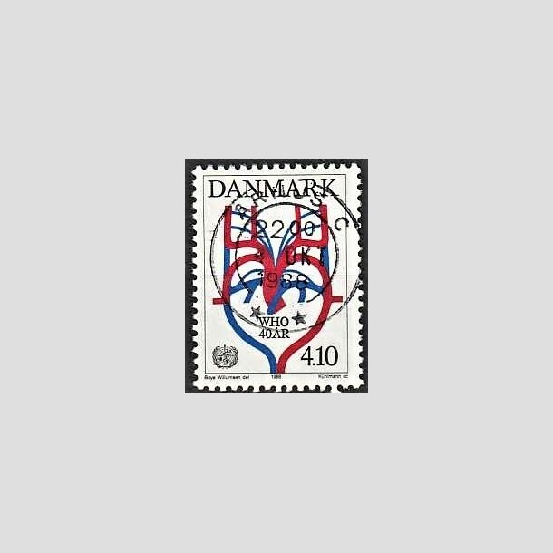 FRIMRKER DANMARK | 1988 - AFA 909 - WHO 40 r - 4,10 Kr. flerfarvet - Lux Stemplet rhus C
