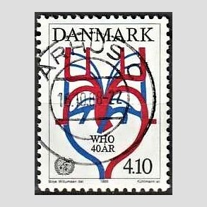 FRIM�RKER DANMARK | 1988 - AFA 909 - WHO 40 �r - 4,10 Kr. flerfarvet - Lux Stemplet