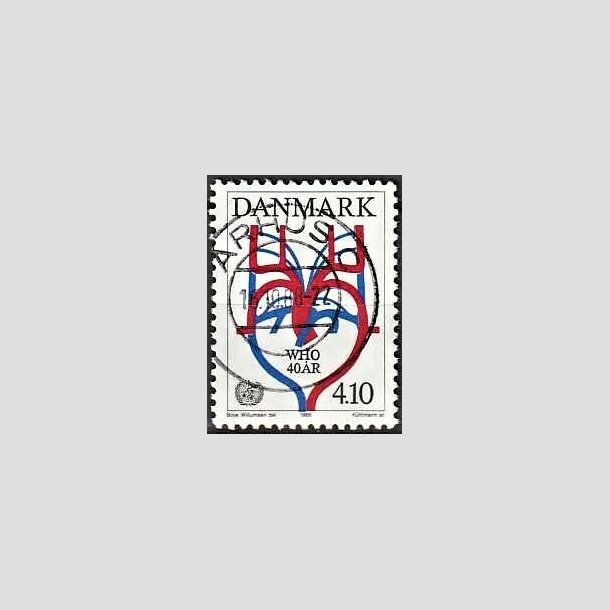 FRIMRKER DANMARK | 1988 - AFA 909 - WHO 40 r - 4,10 Kr. flerfarvet - Lux Stemplet