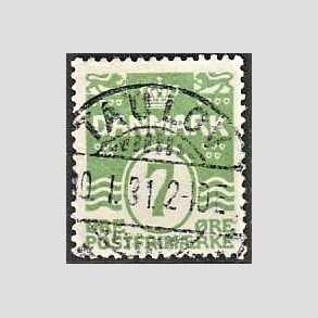 FRIM�RKER DANMARK | 1926-30 - AFA 167 - B�lgelinie 7 �re lysgr�n - Lux Stemplet