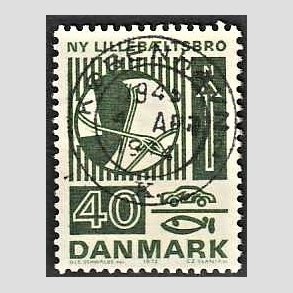 FRIM�RKER DANMARK | 1972 - AFA 534 - Trafiktekniske anl�g - 40 �re gr�n - Pragt Stemplet