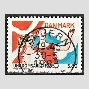 FRIM�RKER DANMARK | 1985 - AFA 828 - Ungdoms�r - 3,80 Kr. flerfarvet - Pragt Stemplet