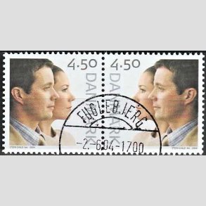 FRIM�RKER DANMARK | 2004 - AFA 1388-89 - Kongeligt bryllup - 4,50 Kr. Kronprinsparret - Pragt Stemplet