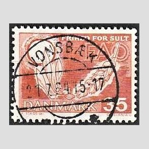 FRIM�RKER DANMARK | 1963 - AFA 412 - FAO anti-hunger - 35 �re brunr�d - Lux Stemplet Vonsb�k