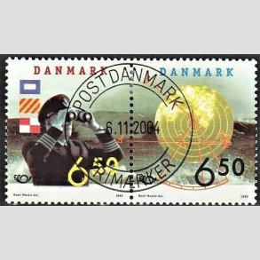 FRIM�RKER DANMARK | 1998 - AFA 1181,1182 - 28 maj S�fart - 6,50 + 6,50 Kr. par flerfarvet - Lux Stemplet