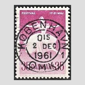 FRIM�RKER DANMARK | 1959 - AFA 377 - Ballet og Musikfestival - 35 �re r�dlilla - Pragt Stemplet