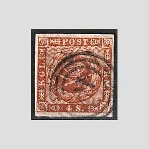 FRIMRKER DANMARK | 1858-62 - AFA 7 - 4 Skilling brun - Stemplet (Lux rande)