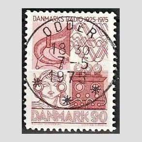 FRIM�RKER DANMARK | 1975 - AFA 583 - Danmarks Radio 50 �r - 90 �re r�d - Pragt Stemplet