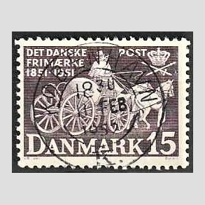 FRIM�RKER DANMARK | 1951 - AFA 331 - F�rste frim�rker 100 �r - 15 �re violet - Lux Stemplet