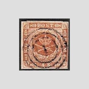 FRIMRKER DANMARK | 1854-57 - AFA 4 - 4 Skilling brun - Lux Stemplet