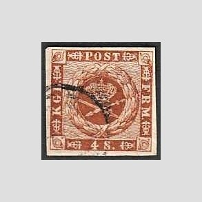 FRIMRKER DANMARK | 1858-62 - AFA 7 - 4 Skilling brun - Stemplet (Lux rande)