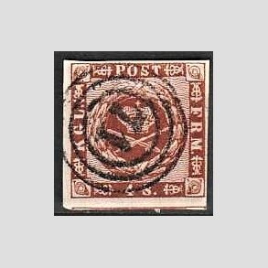 FRIMRKER DANMARK | 1858-62 - AFA 7 - 4 Skilling brun - Stemplet (Lux rande)