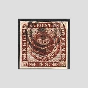 FRIMRKER DANMARK | 1858-62 - AFA 7 - 4 Skilling brun - Stemplet (Lux rande)