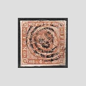 FRIMRKER DANMARK | 1854-57 - AFA 4 - 4 Skilling brun - Stemplet