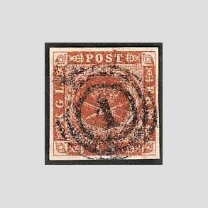 FRIMRKER DANMARK | 1854-57 - AFA 4 - 4 Skilling brun - Stemplet