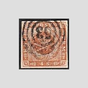 FRIMRKER DANMARK | 1854-57 - AFA 4 - 4 Skilling brun - Stemplet