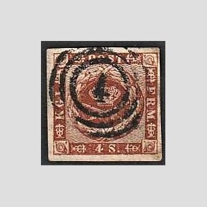 FRIMRKER DANMARK | 1858-62 - AFA 7 - 4 Skilling brun - Lux Stemplet