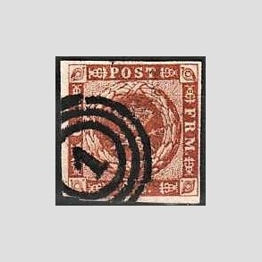 FRIMRKER DANMARK | 1854-57 - AFA 4 - 4 Skilling brun - Stemplet