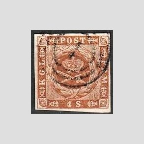 FRIMRKER DANMARK | 1854-57 - AFA 4 - 4 Skilling brun - Stemplet