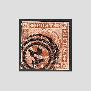 FRIMRKER DANMARK | 1854-57 - AFA 4 - 4 Skilling brun - Stemplet