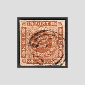 FRIMRKER DANMARK | 1854-57 - AFA 4 - 4 Skilling brun - Stemplet