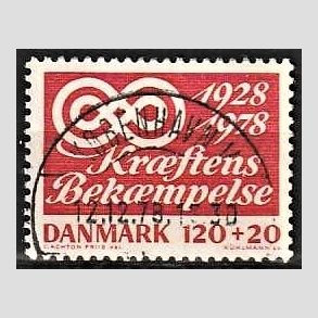 FRIMRKER DANMARK | 1978 - AFA 668 - Krftens Bekmpelse 50 r - 120 + 20 re rd - Pragt Stemplet Kbenhavn