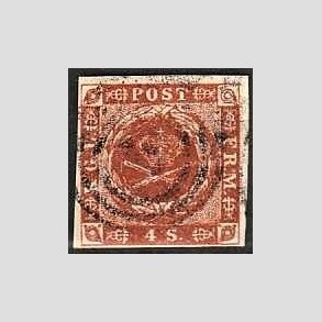 FRIMRKER DANMARK | 1854-57 - AFA 4 - 4 Skilling brun - Stemplet